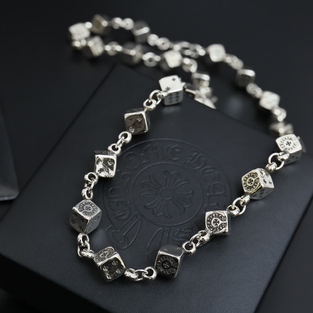 Chrome Hearts Dice Charm Necklace and Bracelet Set